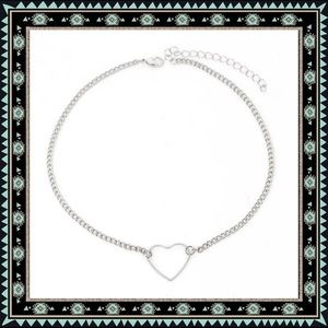 Silver choker open heart necklace 16 in